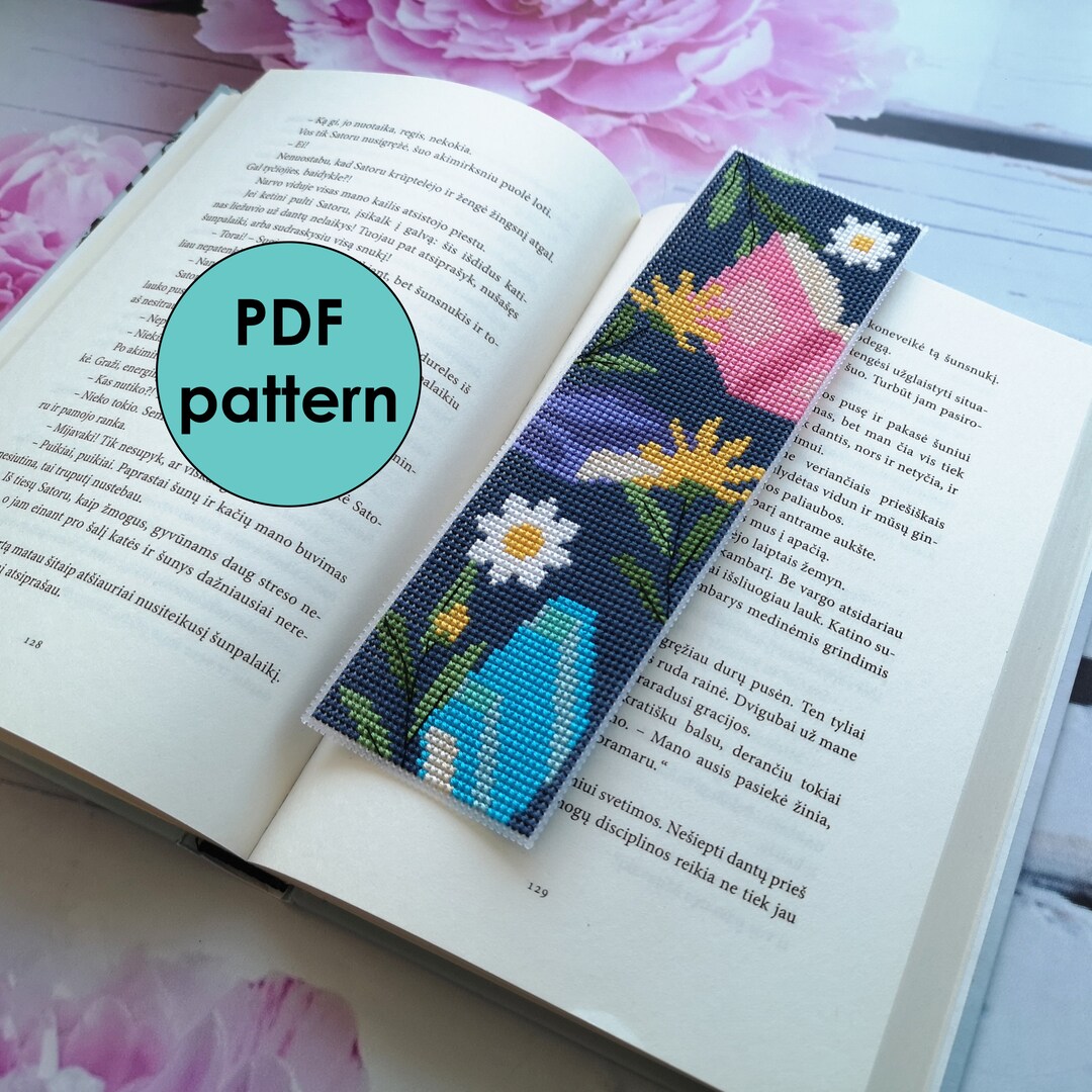 Bookmark Cross Stitch PDF Pattern Easy Embroider Scheme Flowery ...