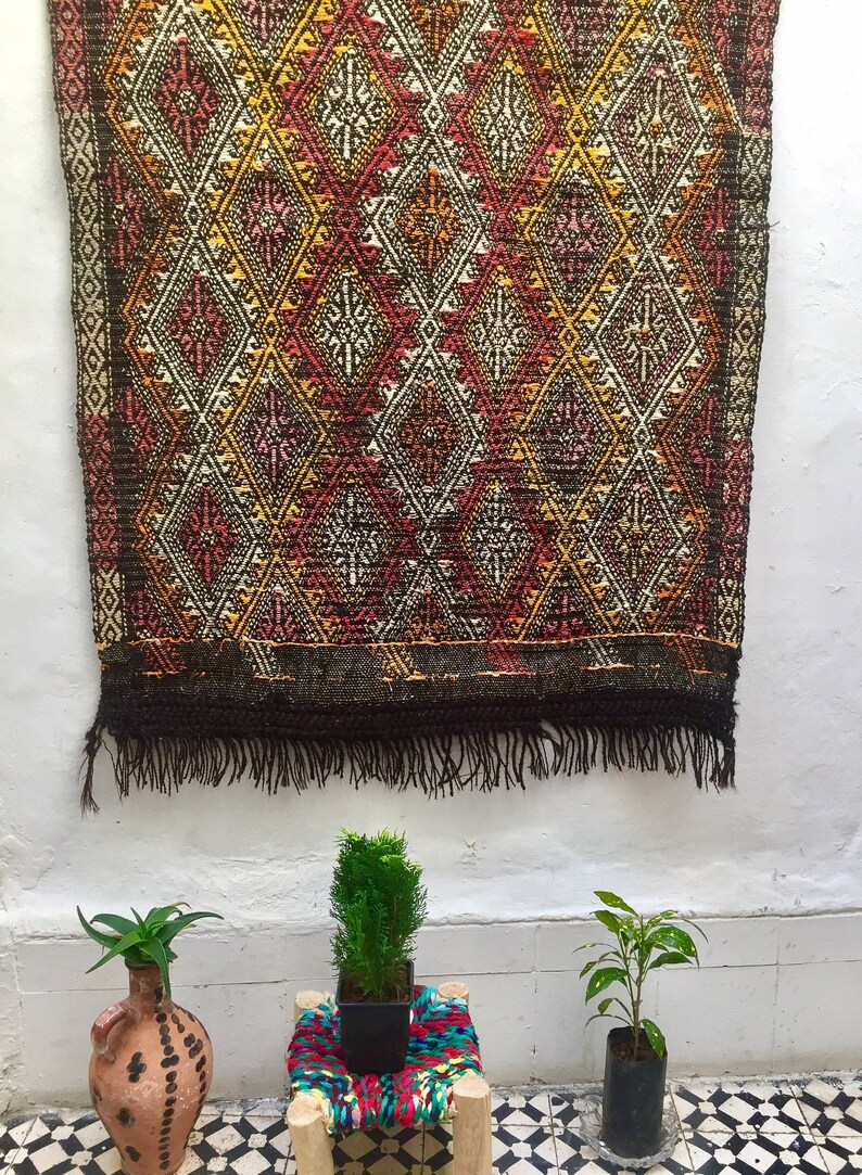 Vintage Moroccan Woven Berber Rug, Wall Hanging, Wall Rug, Kilim