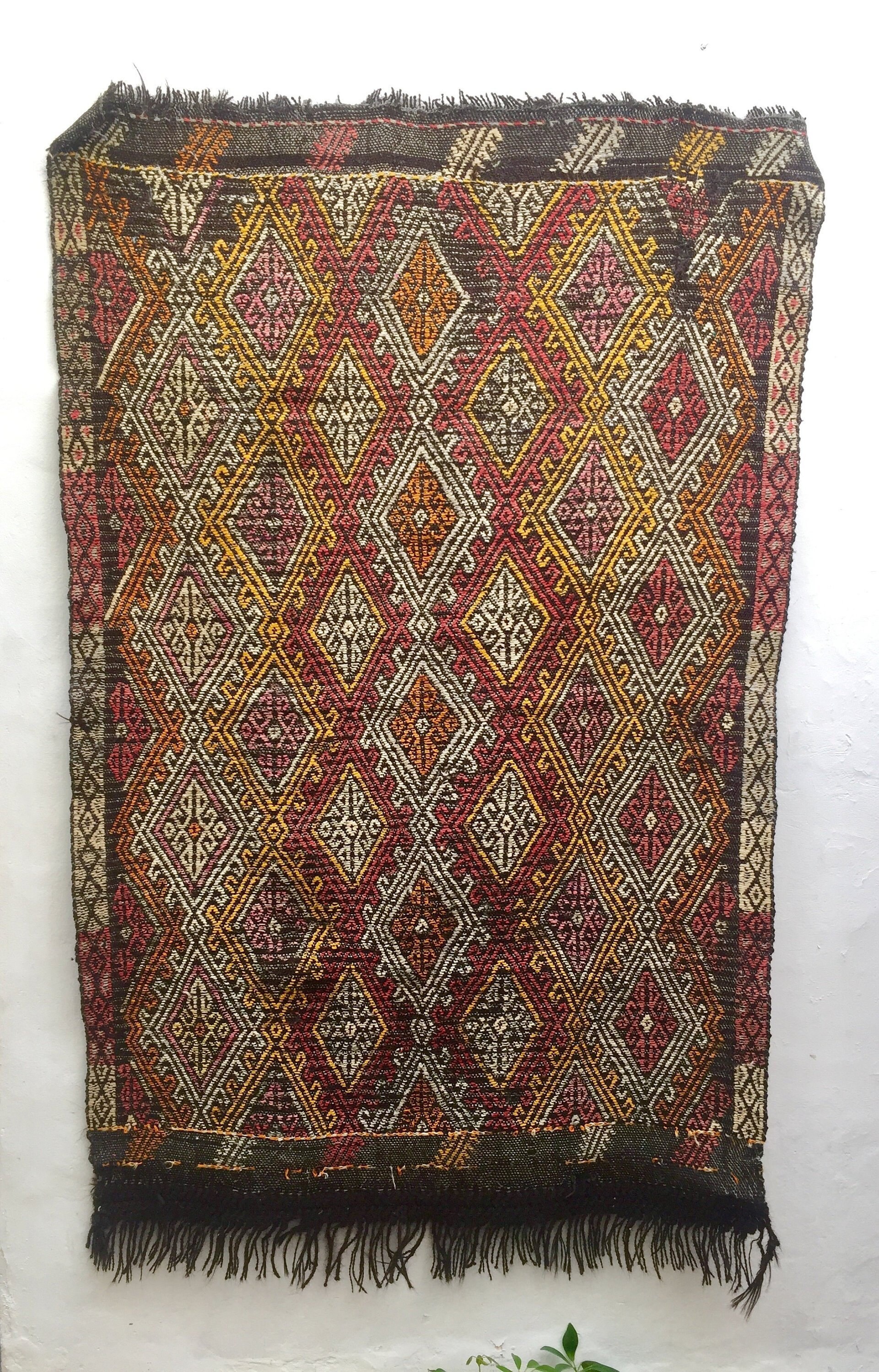 Vintage Moroccan Woven Berber Rug, Wall Hanging, Wall Rug, Kilim