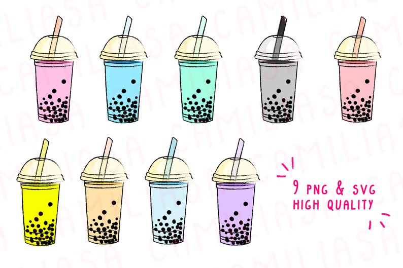 SALE Bubble Tea Clipart bundle set image sugar clip art | Etsy
