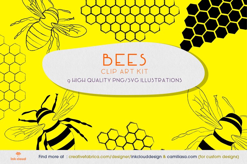 Download Bee Clip Art Honey Handmade Vector Png Svg Digital Clipart Etsy SVG Cut Files