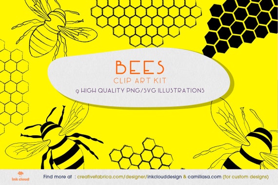 Download Bee Clip Art Honey Handmade Vector Png Svg Digital Clipart Etsy Yellowimages Mockups