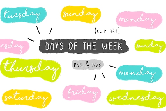 Download Free Days Of The Week Clip Art Handmade Vector Png Svg Icon Etsy PSD Mockup Template