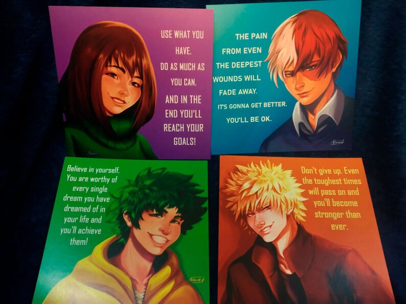 BNHA postcards with inspiring quotes | Etsy