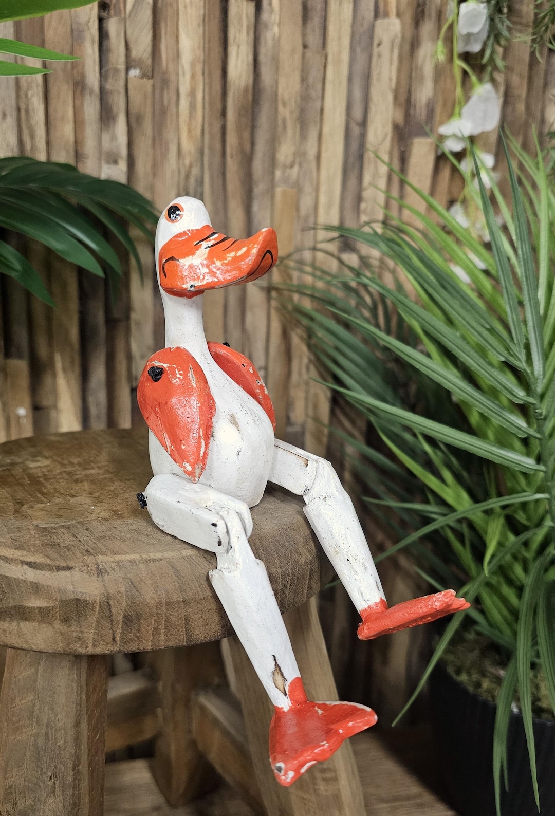 Hand Made Miniature White Duck Shelf Sitter/ Puppet Ornament Solid Wood ...