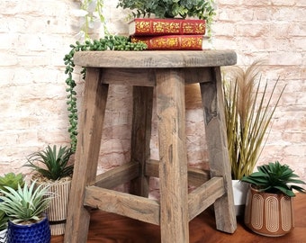 Rustic Milkmaid's Stool Shabby Chic Farmhouse Oak Finish