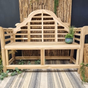 Solid Teak Garden Bench – Marlborough / Lutyens Style, Handmade Outdoor Seat, Flat Pack, Unfinished