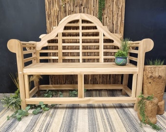 Solid Teak Garden Bench – Marlborough / Lutyens Style, Handmade Outdoor Seat, Flat Pack, Unfinished