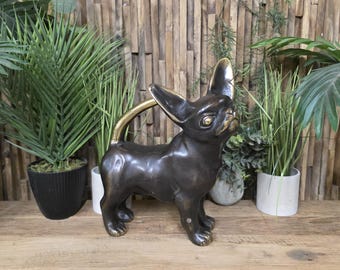 Handmade Solid Brass Chihuahua Ornament – Handcrafted, Tarnished Finish with Polished Details