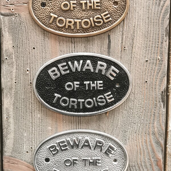 Plaque de porte / plaque Attention à la tortue vintage en aluminium excentrique