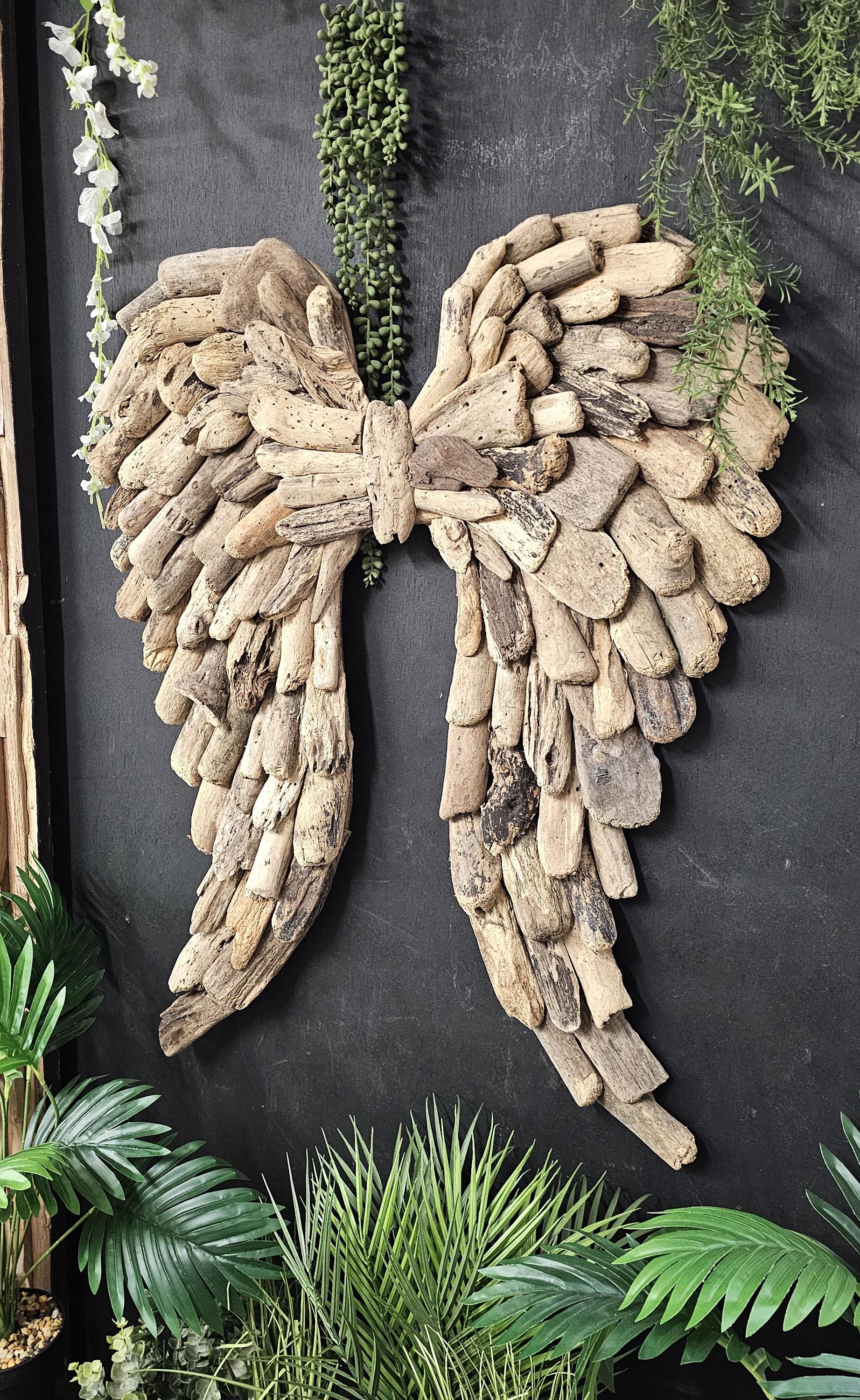 Driftwood Angel Wings Wall Art – Handmade Rustic Wall Decor