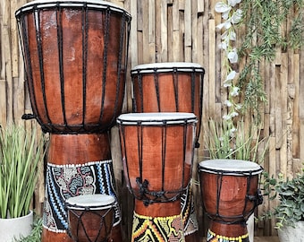 Traditional Djembe Drum Hand Made Hand Painted Bohemian 40cm