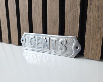 Gents Door Sign – Aluminium Plaque with Pre-Drilled Holes | Toilet Door Sign | Classic Metal WC Sign | Free UK Postage | Bathroom Decor
