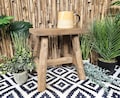 Antique Teak Stool – Handmade Rustic Step Stool, Vintage Wood Seat, Small Kitchen or Bathroom Stool