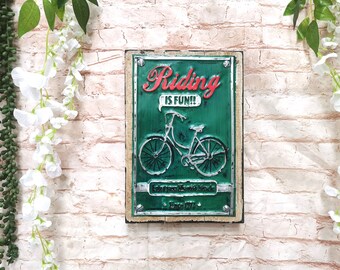 Riding is Fun A4 Sign Vintage Retro
