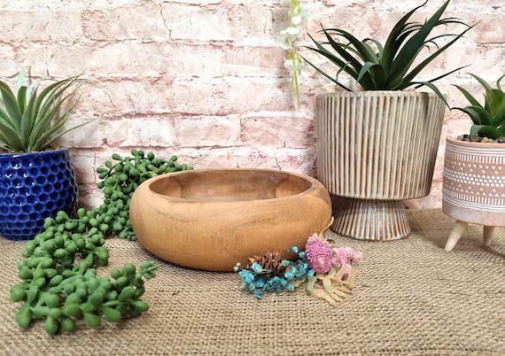 Solid Teak Round Bowl | Hand Made Trinket Dish / Snack Dish 15cm