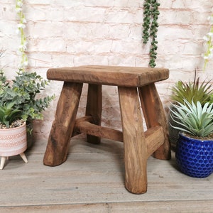 Smallest Antique Teak Stool Hygge Nordic Hand Made