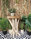 Twisted Root Teak Stool / Side Table / Plant Stand Bohemian Sustainable Natural