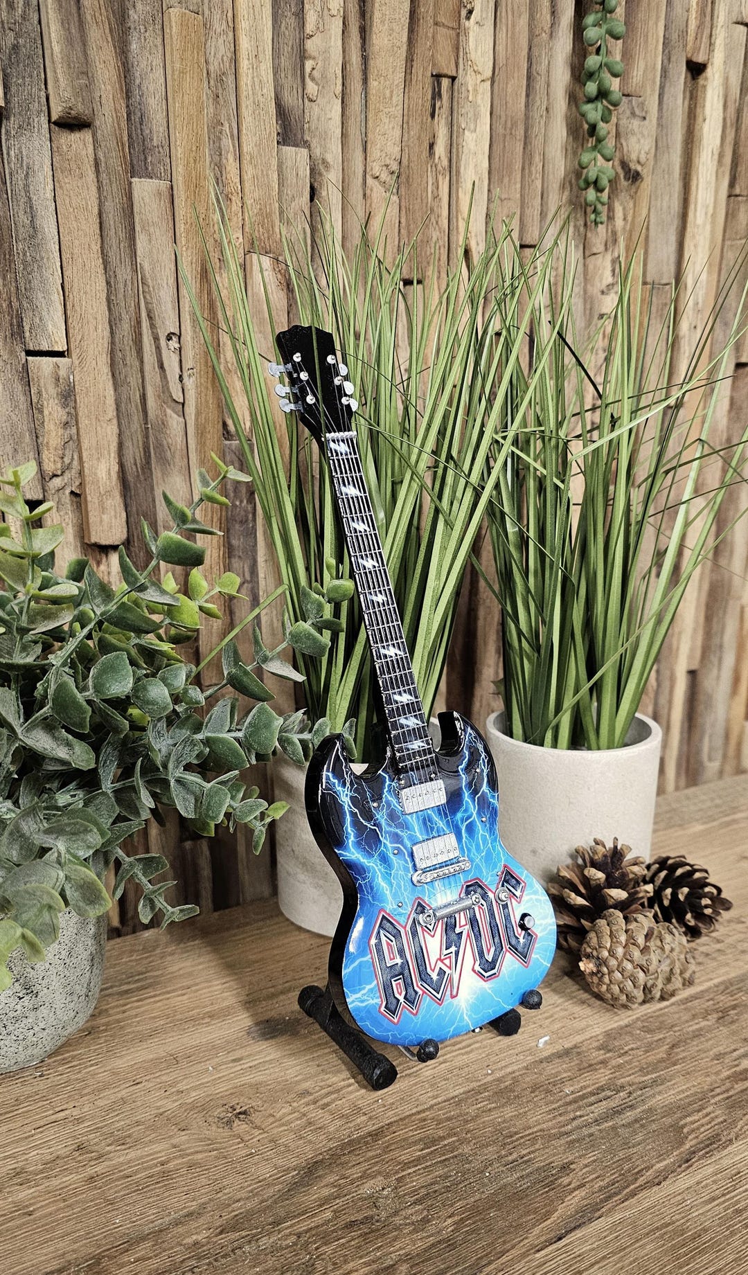 Handmade AC/DC Miniature Guitar Model β 25cm Tall With Stand β Hand ...