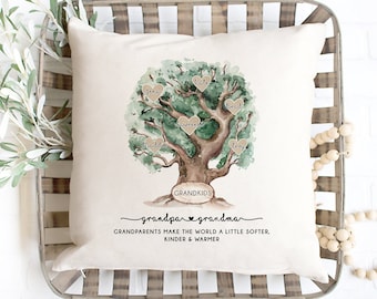 Grandparent Gifts For Christmas, Tree Of Life Cushion, Nana Pillow With Grandkid Names, Papa Gifts, Sentimental Gifts For Grandpa, Grandma