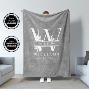 Wedding Gifts, Personalized Wedding Gift For Couple, Customizable Mr And Mrs Blanket, Anniversary Present For Parents, Custom Bed Spread image 1