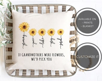 Grandma Gift, Personalized Pillows, Sunflower Grammy Pillow, Elderly Gifts, Sentimental Grandparent Gifts From Grandkids, Best Nana Gift