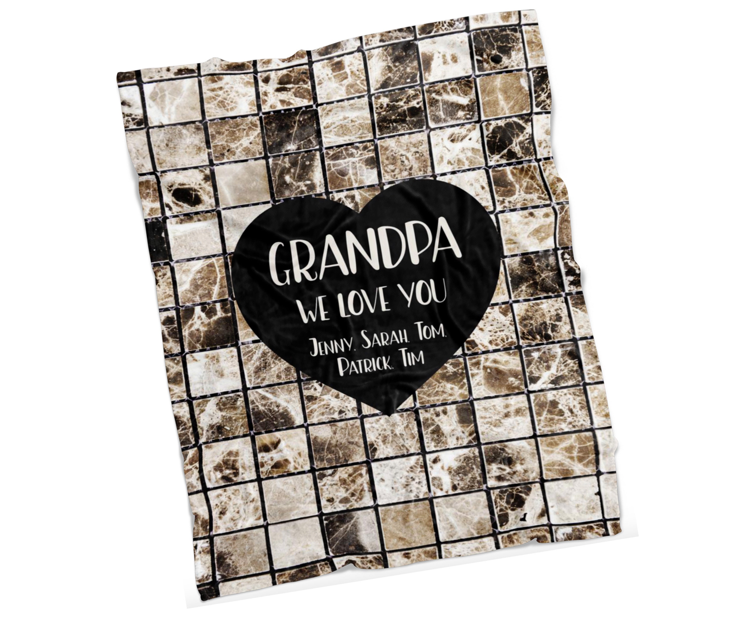 Grandpa Blanket With Grandkids Names Grandpa Gift Etsy