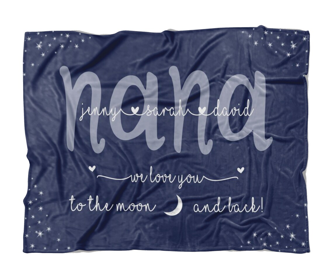 Nana Blanket With Grandkids Names Great Grandma Gift From Etsy