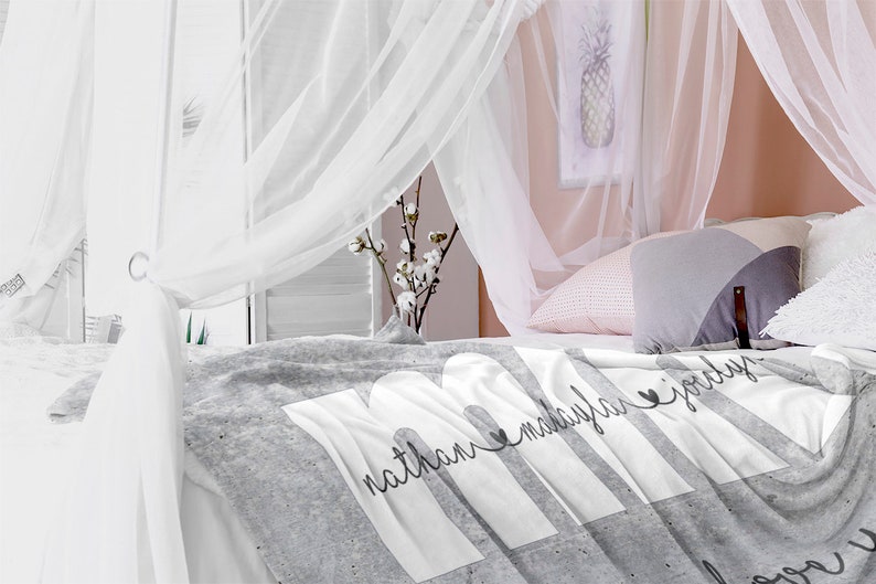 Mimi Gift Personalized Grandma Blanket With Grandkids Names Etsy