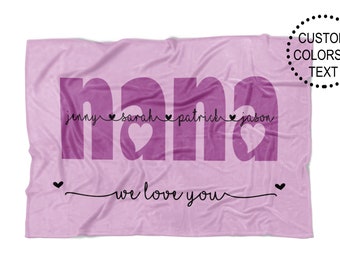 Nana Blanket With Grandkid Names, Custom Grandparent Gifts From Grandchildren, Personalized Throw For Grandma, Meaningful Lap Blanket