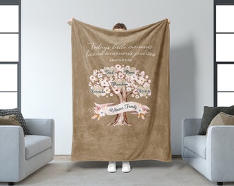 Grandparent Gifts For Christmas, Grandparent Blanket, Tree Of Life, Family Tree, Unique Sentimental Gifts, Cozy Sherpa Blanket, Fleece Throw