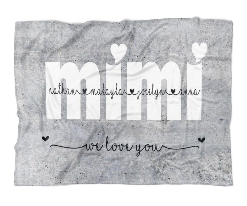 Mimi Gift Personalized Grandma Blanket With Grandkids Names Etsy