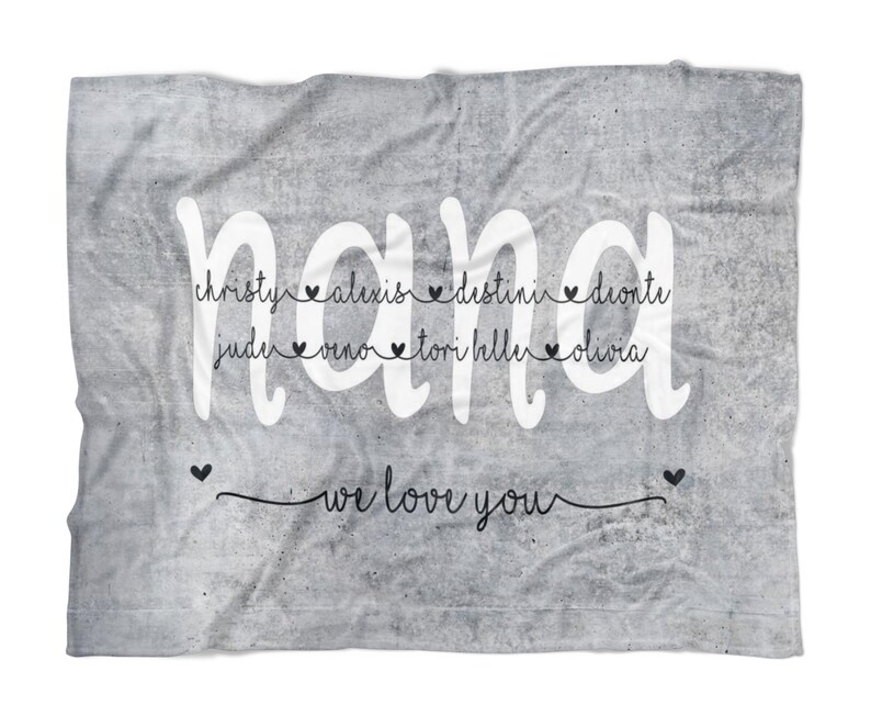 Nana Blanket With Grandkids Names Personalized Grandma Gift Etsy