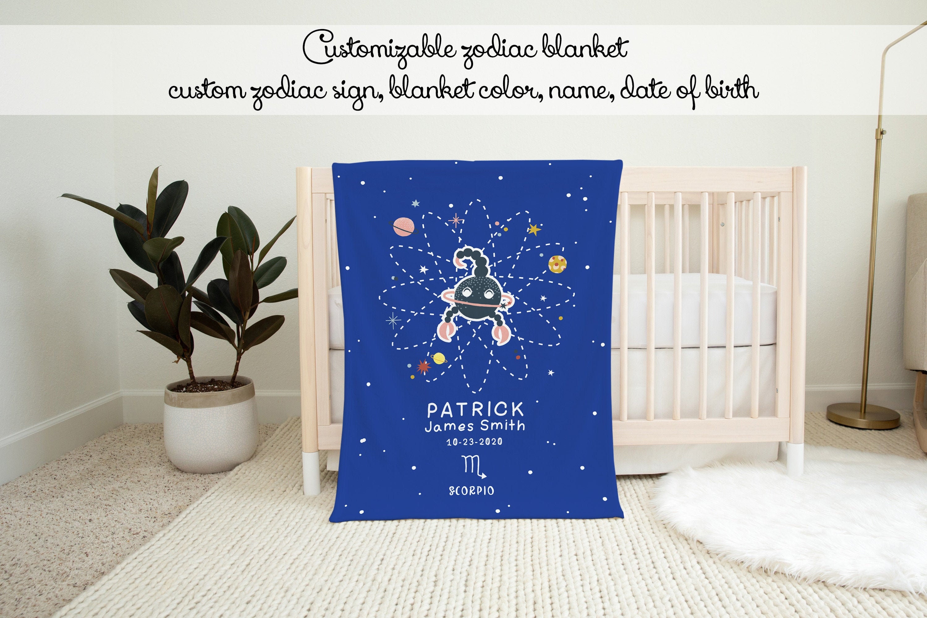 Custom Baby Zodiac Blanket Personalized Minky Baby Blanket Etsy