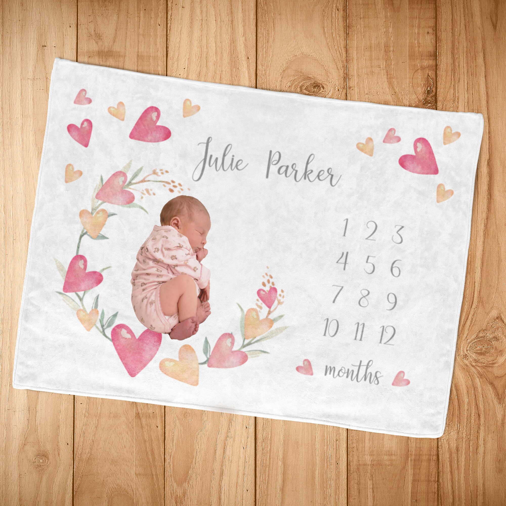 Baby Milestone Blanket Girl New Parent Gift Personalized Etsy