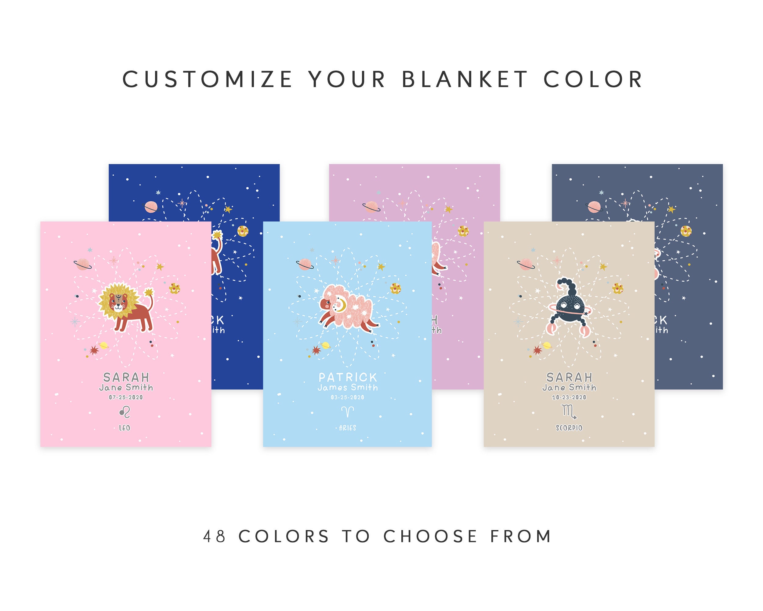 Custom Baby Zodiac Blanket Personalized Minky Baby Blanket Etsy