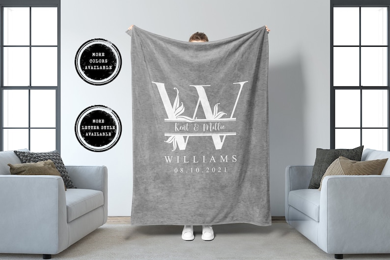 Wedding Gifts, Personalized Wedding Gift For Couple, Customizable Mr And Mrs Blanket, Anniversary Present For Parents, Custom Bed Spread image 1