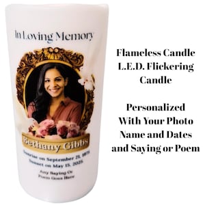 In Loving Memory, Personalized Memorial Candle, Comforting Sympathy Gift for Loss of Loved One Gift, Flameless Candle, Photo Candle
