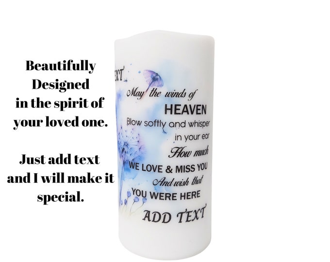 Memorial Candle, Funeral Candle, Celebration of Life, In Loving Memory, sympathy gift, Pillar Candle, Personalized Candle