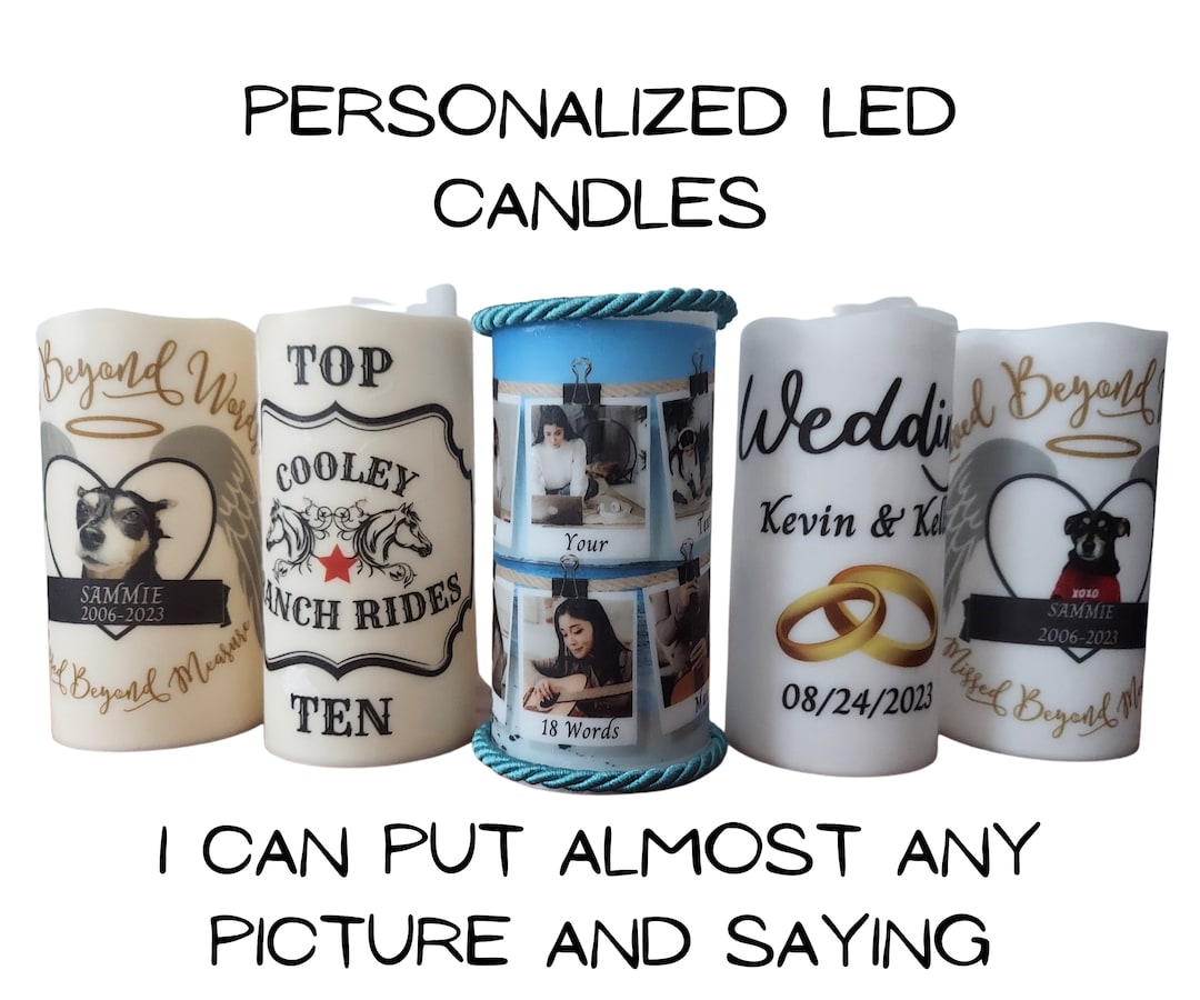 LED Personalized Flameless Candle, Customized Gift, Anniversary, Wedding, Awards, Home ...