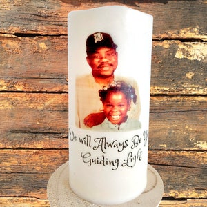 Flameless Candle, Personalized, LED Candle, Memorial Candle, Celebration of Life, Photo Candle, Monogram, Custom Candle
