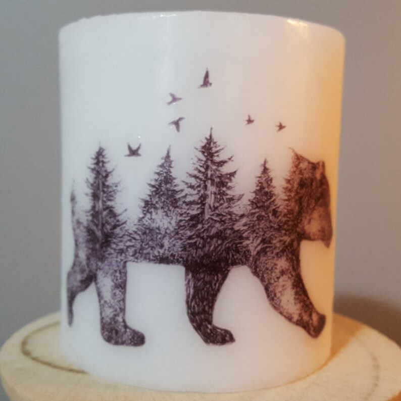 Bear Candle Double Sided Pillar Candle Candle Novelty Gift Etsy