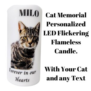 Cat Gift, Pet Memorial, Flameless LED, Funeral, Personalized Candle, In Loving Memory, Keepsake Pet Candle, Flickering Pet Candle, Loss of
