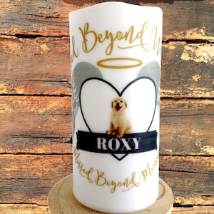 Pet Memorial, Flameless LED, Funeral, Personalized Candle, In Loving Memory, Keepsake Pet Candle, Flickering Pet Candle, Sympathy