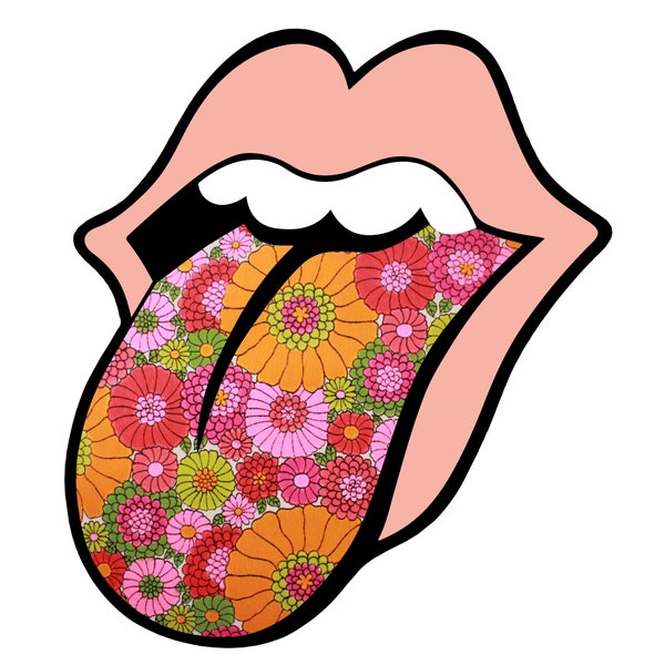 Temporary Tattoo, Hippie, 70's, Fake Tattoo, Flower Child, Flower Power, Fake Tattoo, Tongue, Lips, Kiss Tattoo, Funny