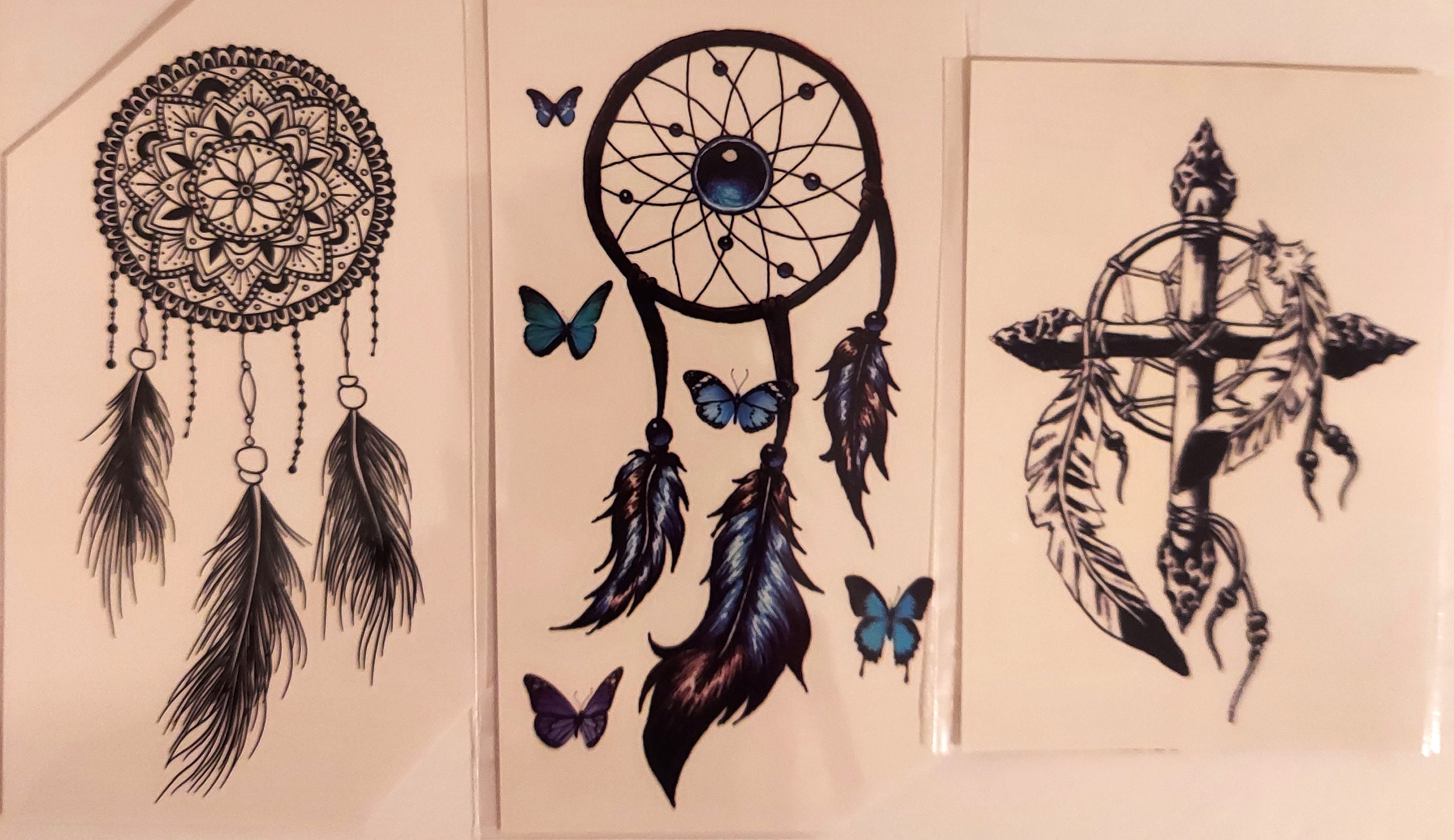 Dreamcatcher Tattoo Set 3 Different Temporary Tattoos - Etsy