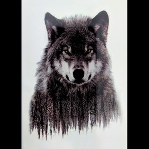 Wolf Forrest (set of 2) - Temporary Tattoo, Fake Tattoo, Alpha Wolf