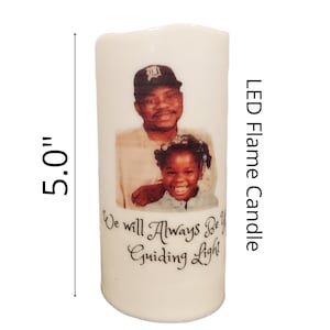 Personalized LED Flameless Candle, Funeral, Flickering LED Candle, Battery LED Candle, Memorial Candle, Memory Candle, Celebration of Life