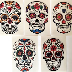 Day of the Dead Temporary Tattoos, Halloween Tattoos, Fake Tattoo, Tattoo, Skulls
