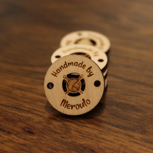 Product tags,personalized wooden buttons for knitted and crocheted items,Custom Wooden buttons,labels for products,wooden tags,Custom Tags